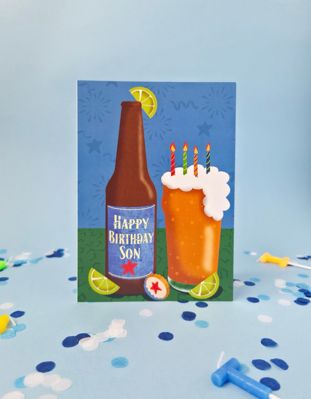 Beer Happy Birthday Son Card - 5” x 7” Greeting Card
