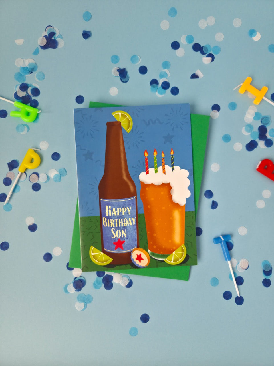 Beer Happy Birthday Son Card - 5” x 7” Greeting Card