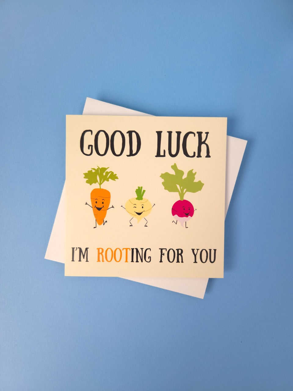Good Luck Veggie Card - 14x14cm Greeting Card